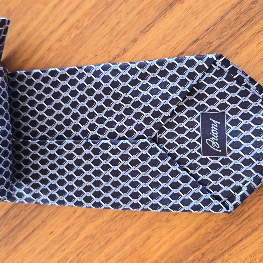 Brioni silk black and silver tie from Rochester Couture.